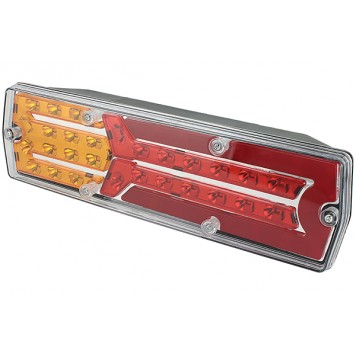 Фонарь задний LED 24V, левый с разъемом (КамАЗ, 325х100х85мм, 42LED, 8.4W, неон) 