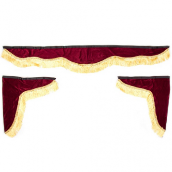 Ламбрекен лобового стекла со шторками SKYWAY 180см/60*60см Бордовый 