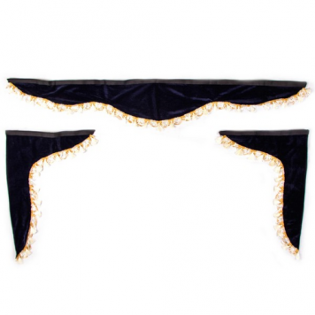 Ламбрекен лобового стекла со шторками 140см/46x60см темно-синий 