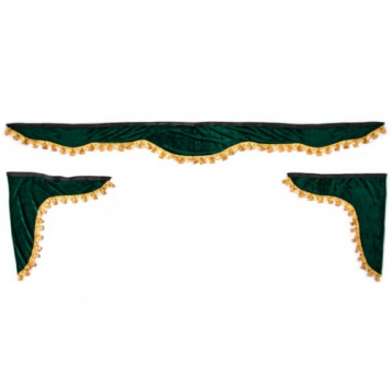 Ламбрекен лобового стекла со шторками 210см/60*60см зеленый 