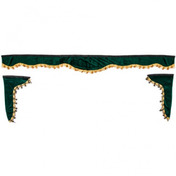 Ламбрекен лобового стекла со шторками 220см/33*60 зеленый 