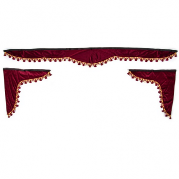 Ламбрекен лобового стекла со шторками SKYWAY 210см/60*60см Бордо 