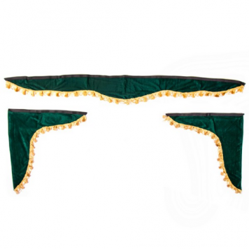 Ламбрекен лобового стекла со шторками 180см/60x60см зелёный 