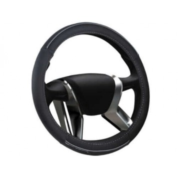 Оплетка на руль объемный винил (d=38см) M серая 