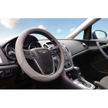 Оплетка на руль замшевая M d 38см серая 