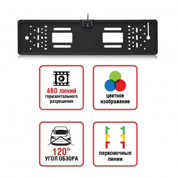 Камера заднего вида парковочной системы в рамке номера AVS -1