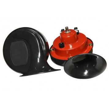 Сигнал электрический -улитка- 90мм, 12V, 2A, 4A черно-красный комплект 2шт