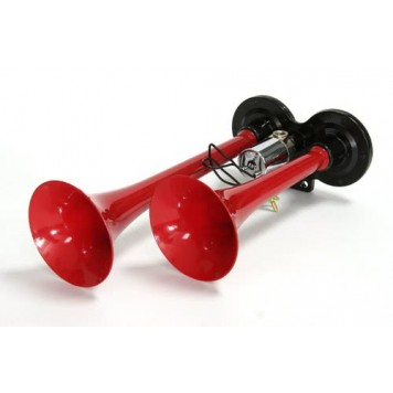 Сигнал звуковой воздушный двухрожковый 24V ( дудка, красный, L 300мм)