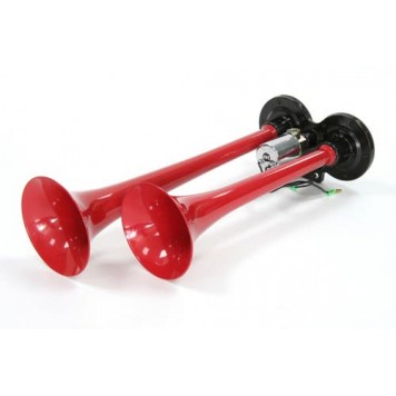 Сигнал звуковой двухрожковый 24V (дудка, красный, L 350мм)