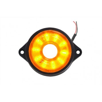 Фонарь габаритный  LED 24V,  круглый d=55mm желтый 10-светодиодов HK-0049ж 