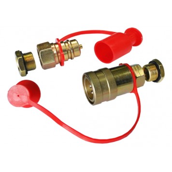 Евро разъем пневмо М16/М22 FER-RO (красный, с переходником)