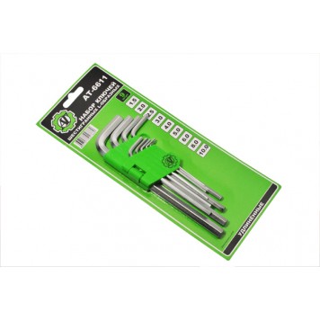 Набор шестигранных ключей "АТ" 9 пр. длинных (1.5, 2.0, 2.5, 3.0, 4.0, 5.0, 6.0, 8.0, 10.0 мм) 