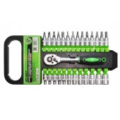 Набор головок шестигранных 1/4" с трещоткой и битами (27 предметов) 