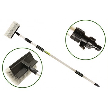 Щетка для мытья телескопическая 2-х секционная L=148-250 см усиленная, с краном , с водосгоном 
