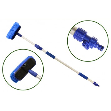 Щетка для мытья телескопическая 2-х секционная L=112-180 см усиленная, с краном подачи воды CA-601 