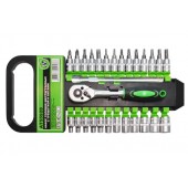 Набор головок шестигранных 1/4" с трещоткой, битами и удлинителем (28 предметов) 