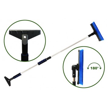 Щетка для снега телескопическая, поворотная, со скребком и водосгоном L=92-142 см