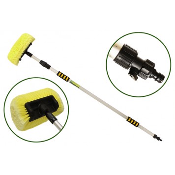 Щетка для мытья телескопическая 2-х секционная L=148-250 см усиленная, с краном подачи воды, 
