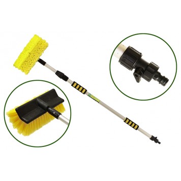 Щетка для мытья телескопическая 2-х секционная L 112-180 см усиленная, с краном подачи воды 