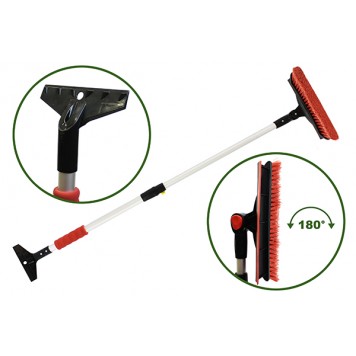 Щетка для снега телескопическая, поворотная, со скребком и водосгоном (L=86-130 см)