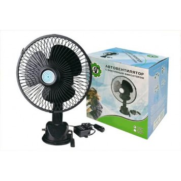 Автовентилятор D=200мм - 8"/12V (с решеткой металл, вакуумный фиксатор) 