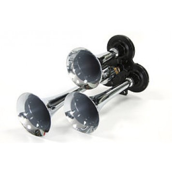 Трехрожковый пневматический звуковой сигнал 24V, хром